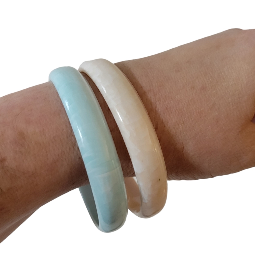 Vintage Bangle Bracelet Plastic Marbled Pastel